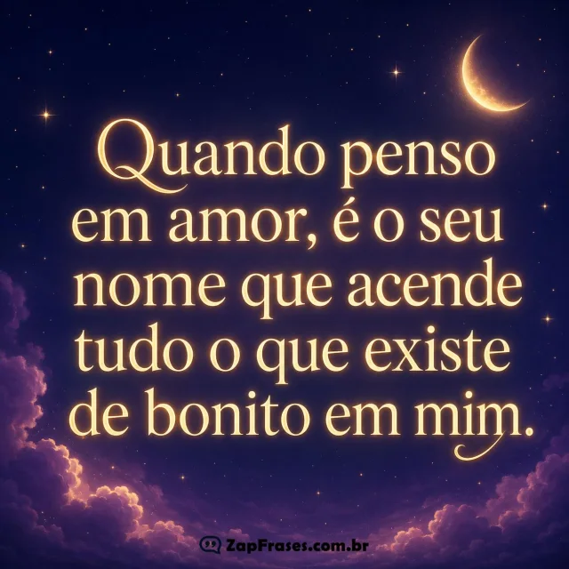 Cenário celestial com frase romântica de amor sobre um céu estrelado
