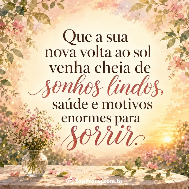 Frase de Aniversário para Amiga com Fundo Natural e Mensagem Acolhedora